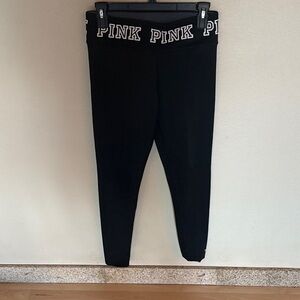 PINK Victoria's Secret Black Leggings with Logo Waistband